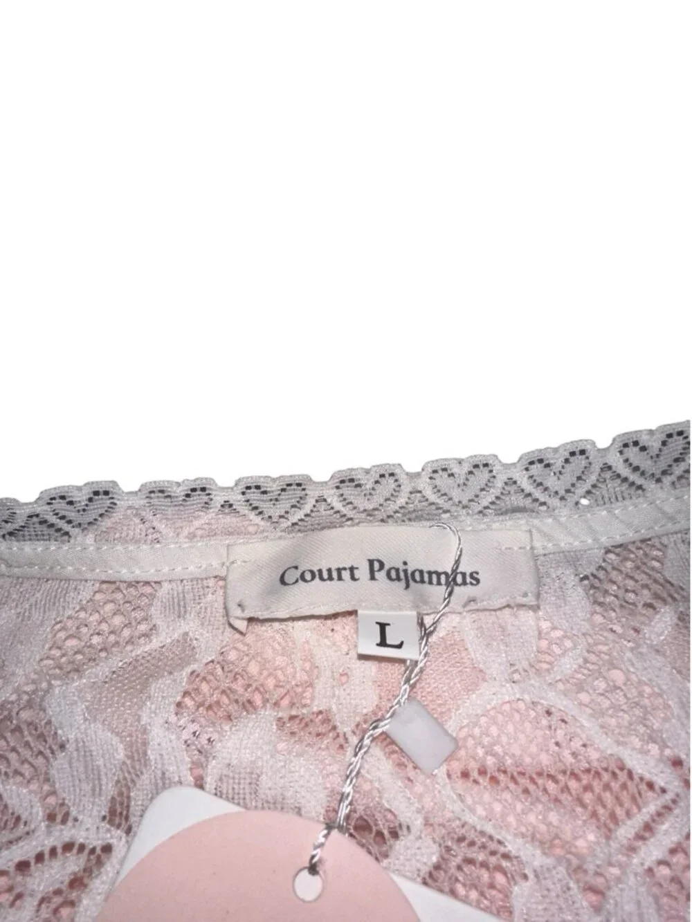 NWT Court Pajamas Womens Midi Nightgown Sz L Pink Lace Trim Ruffle Twee